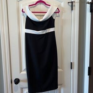 Bardot chic sophisticated black and white cocktail dress midi length size 8 NWT
